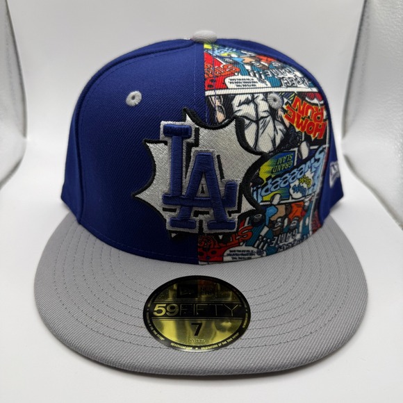 New Era Other - New Era 59FIFTY Los Angeles Dodgers Comic Book Panel Fitted Hat Size 7 Blue Grey